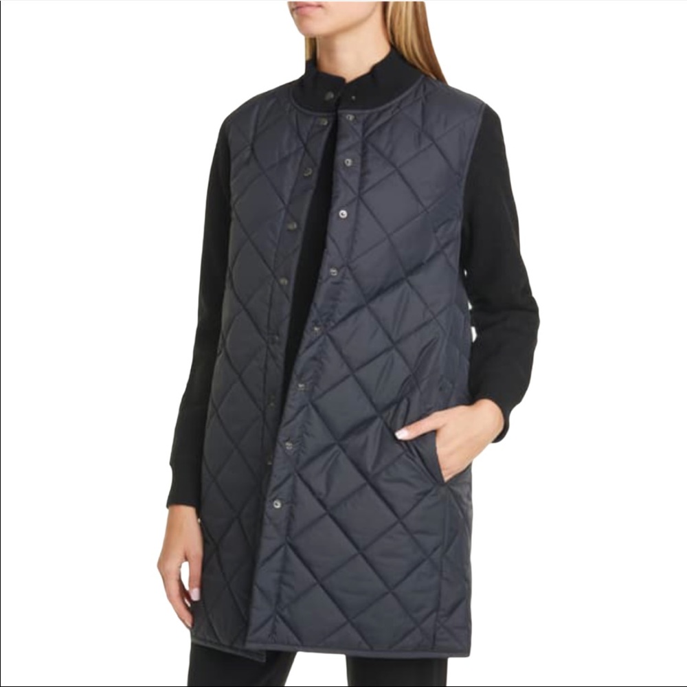 Eileen Fisher Stand Collar Quilted Jacket SP